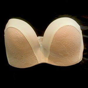 Wonderbra strapless 30D ivory cream off white lace 9470